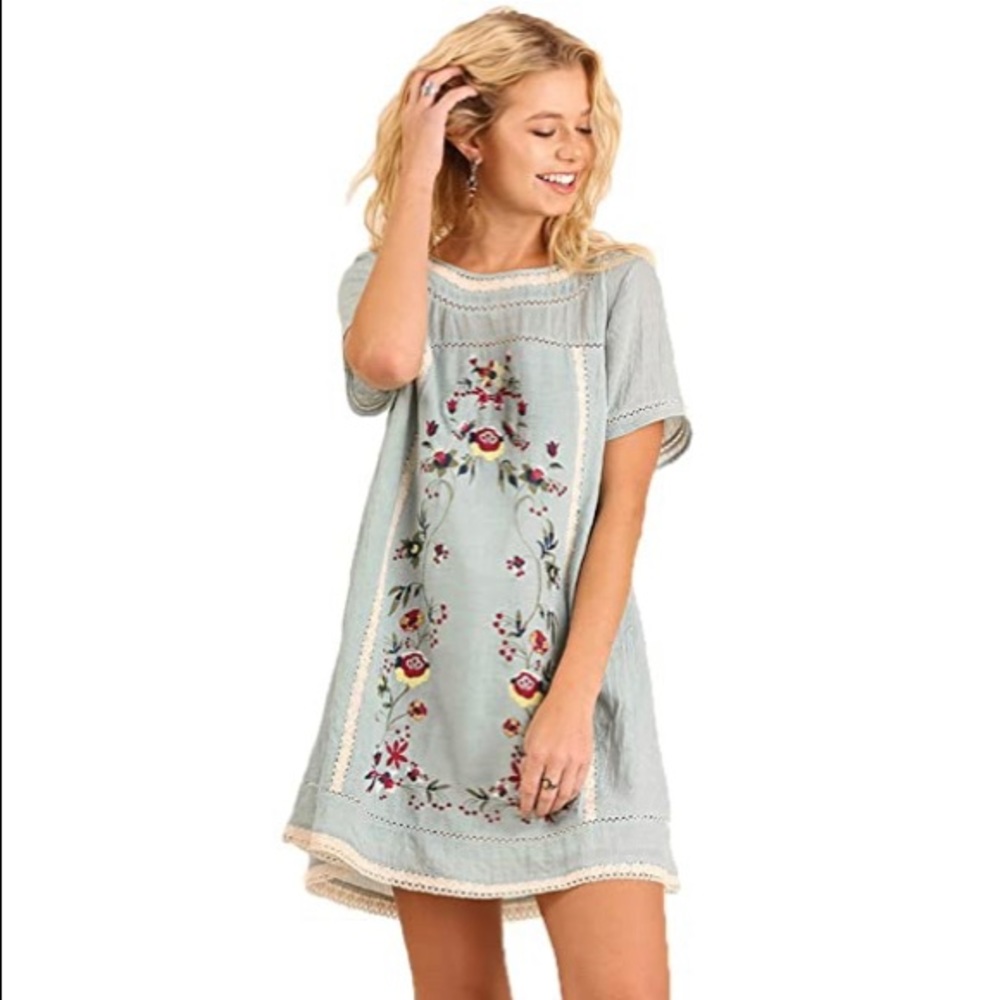 Umgee Embroidered Tunic Dress